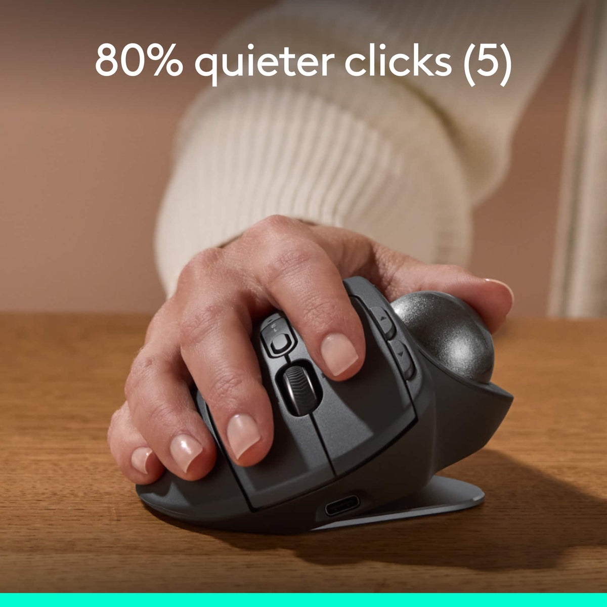 Logitech - MX ERGO S PLUS Wireless Ergonomic Trackball Mouse with 6 Programmable Buttons - Wireless - Graphite