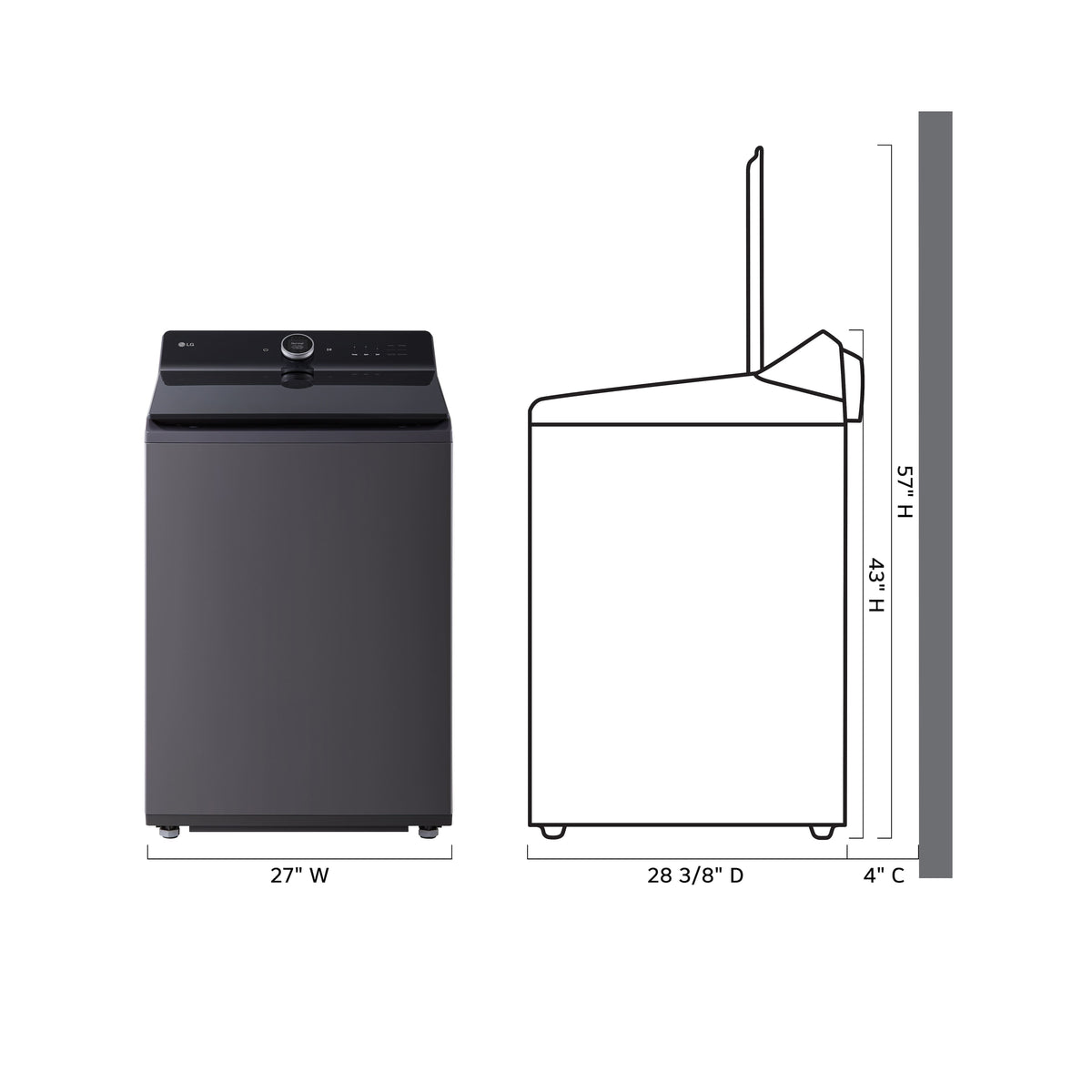 LG - 5.5 Cu. Ft. High Efficiency Smart Top Load Washer with EasyUnload - Matte Black
