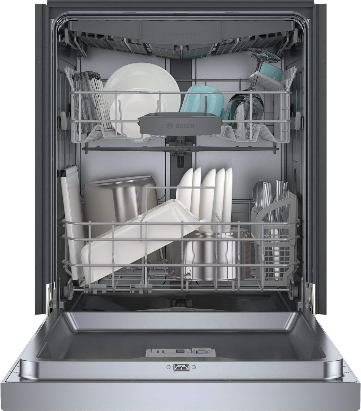 Bosch - 300 Series 24" Front Control Smart Built-In Stainless Steel Tub Dishwasher with 3rd Rack and AquaStop Plus, 46 dBA - Stainless Steel
