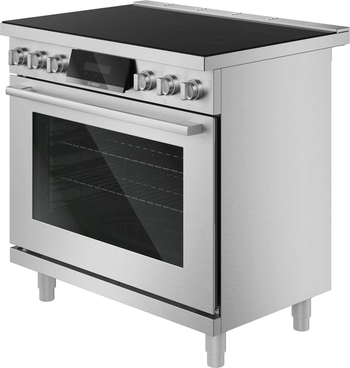 Bosch - 800 Series 36 in. Wide 5.4 Cu. Ft. Industrial Style Electric Induction Range with 5 Elements - Stainless Steel