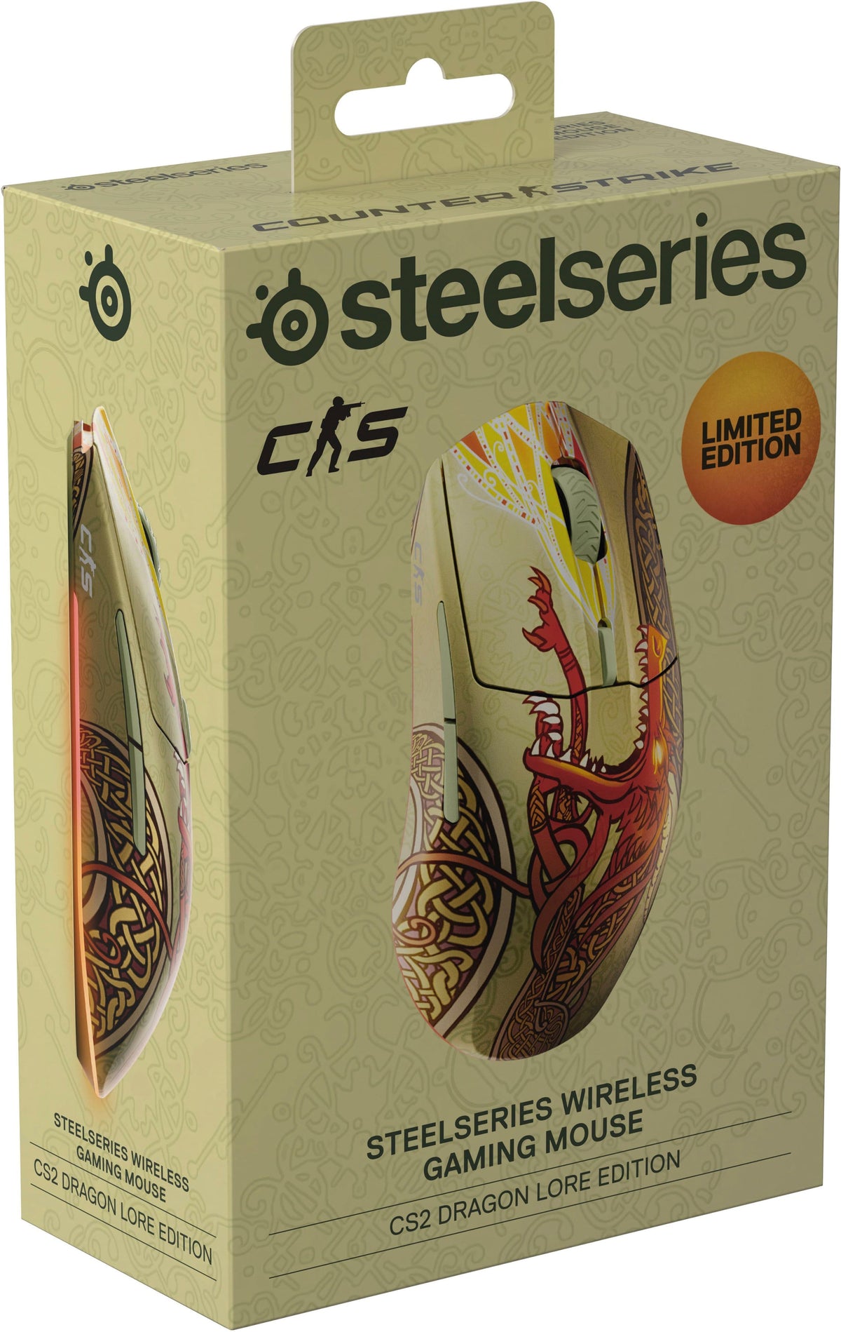 SteelSeries - Aerox 3 Wireless Optical Gaming Mouse with Super Mesh Detachable USB-C Connectivity - Wireless - CS2 Dragon Lore Edition