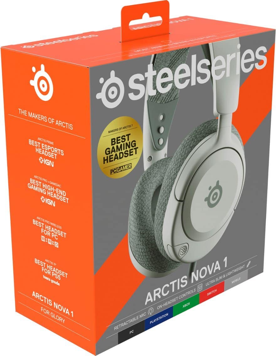 SteelSeries - Arctis Nova 1 Wired Over-the-Ear Gaming Headset for PC, PS5, PS4, XBOX Series X/S and Switch - White