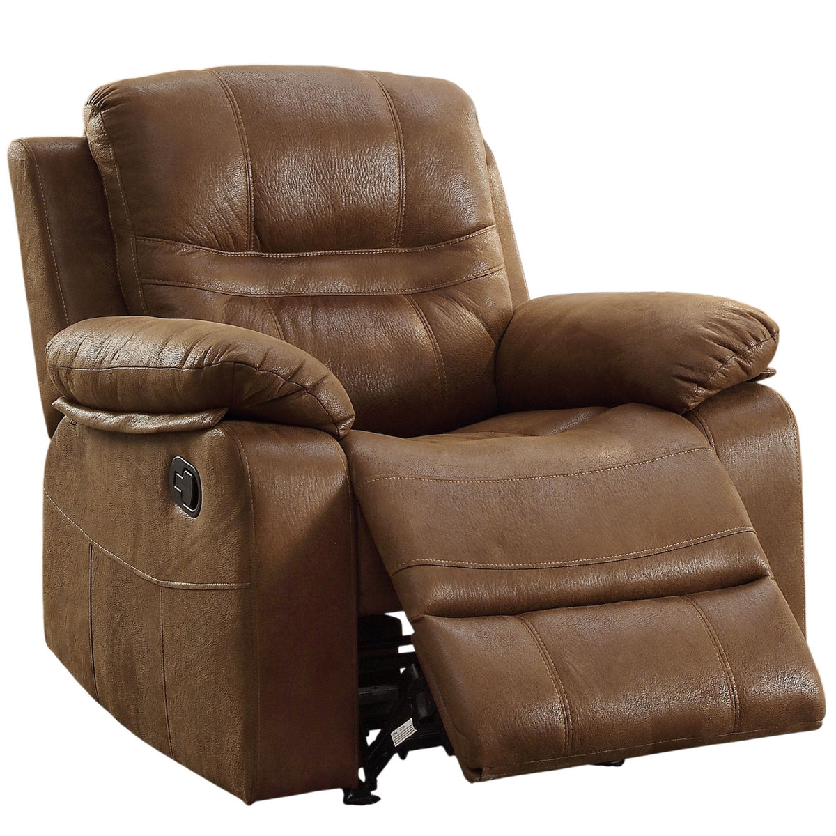 Sillón reclinable manual con apoyabrazos acolchados y reposacabezas - Marrón oscuro