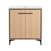 Mueble de baño moderno con lavabo y gabinete de almacenamiento