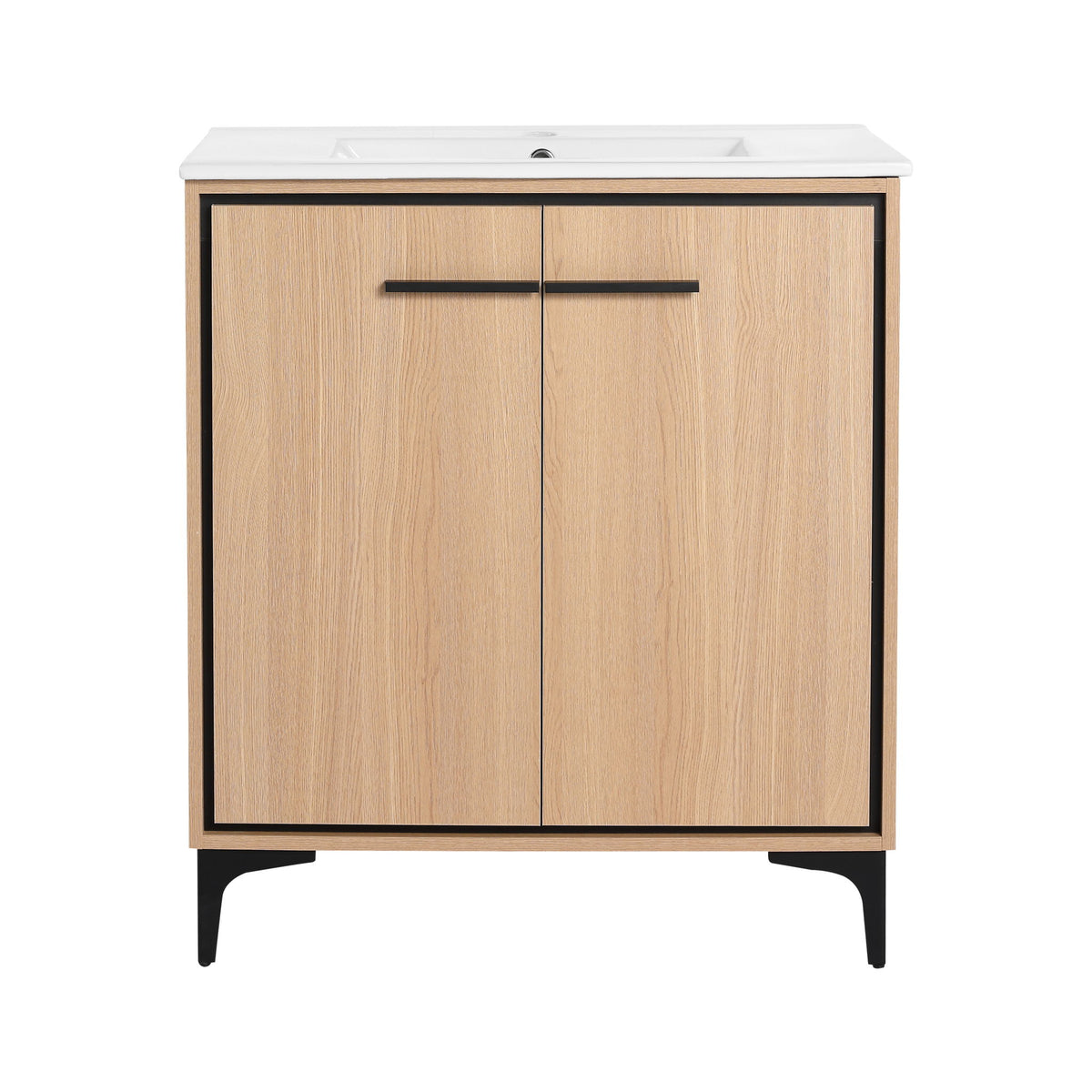 Mueble de baño moderno con lavabo y gabinete de almacenamiento