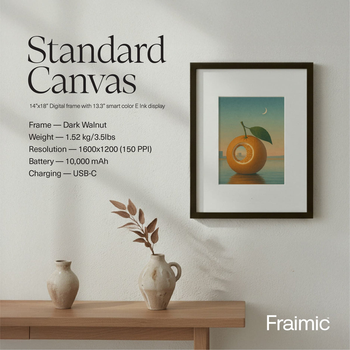 Fraimic - Standard 13.3" Smart AI Digital Canvas Display and Frame