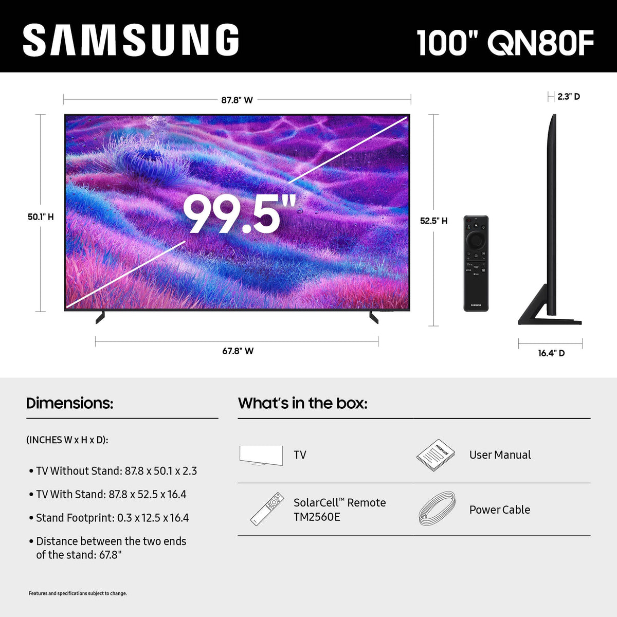 Samsung - 100” Class QN80F Series Neo QLED Mini LED 4K UHD SamsungVision AI Smart Tizen TV (2025)