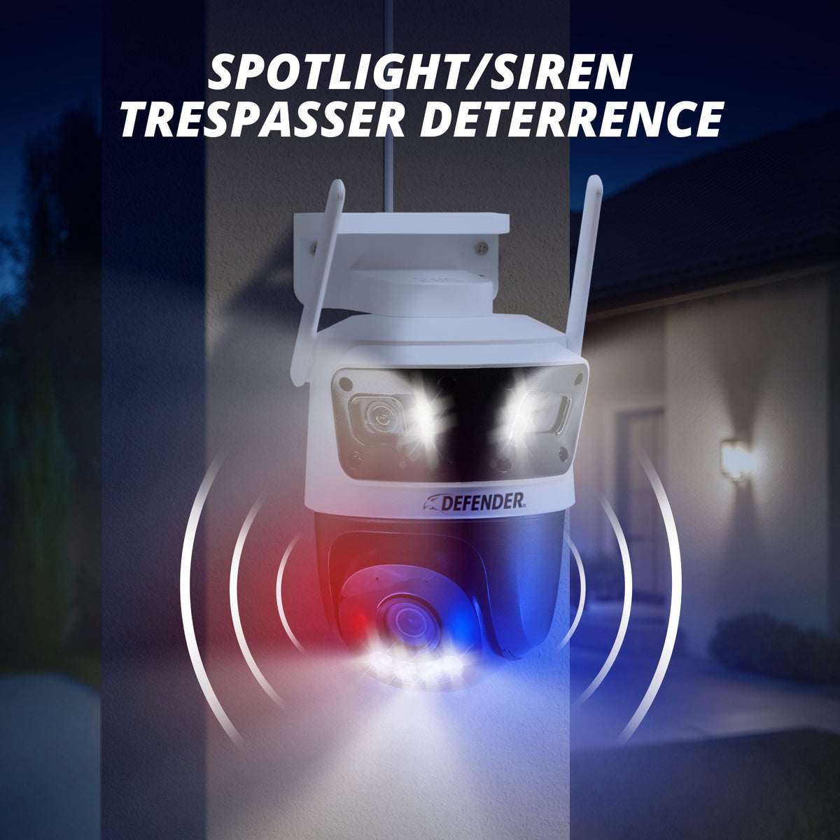 Defender - AI 3K+ Guard Tri-Lens PTZ WIFI Plug-in Security Camera, 360° Tracking, AI Detection, Works w/ Guard App, 3 Pack - White