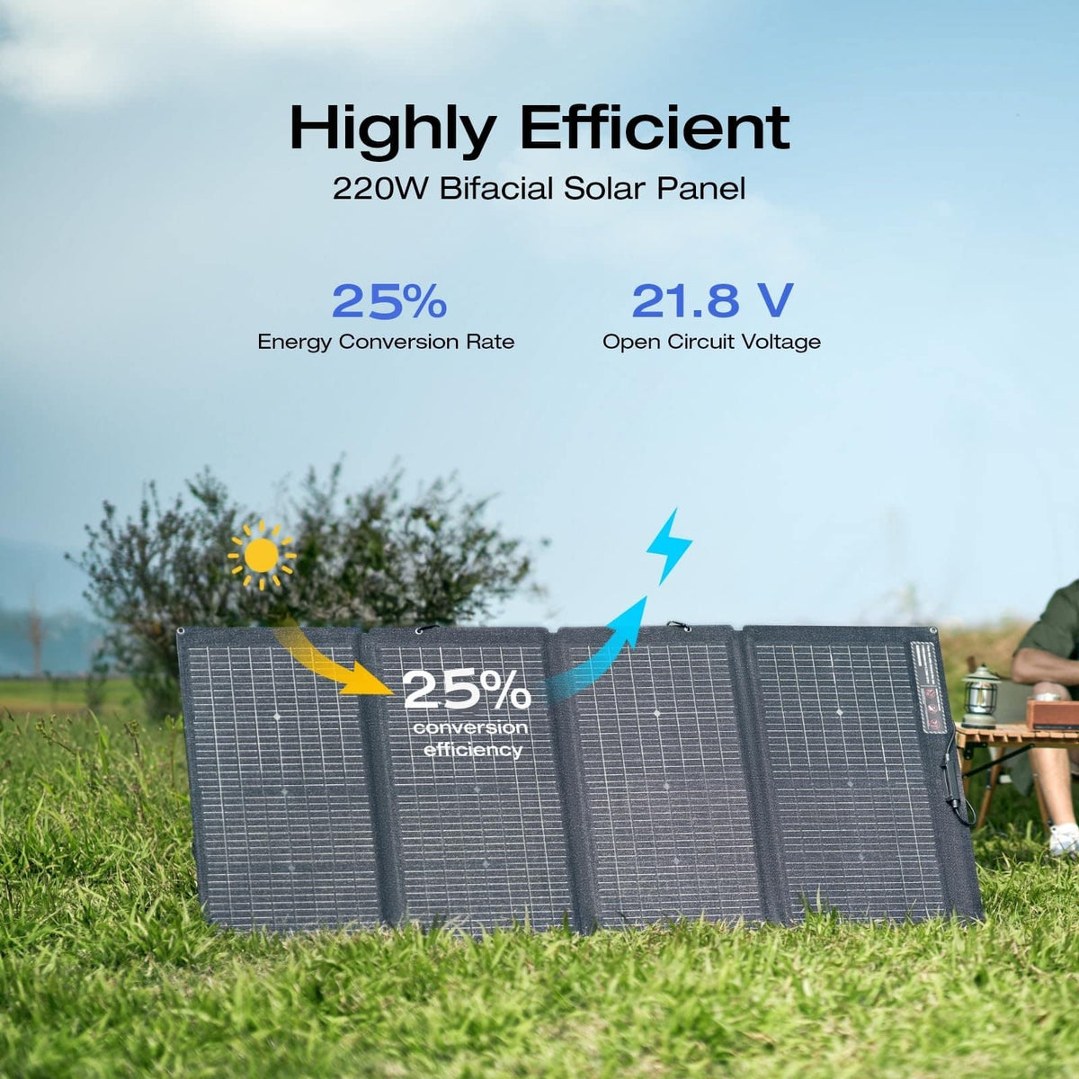 EcoFlow - NextGen 220W Bifacial Portable Solar Panel - Black