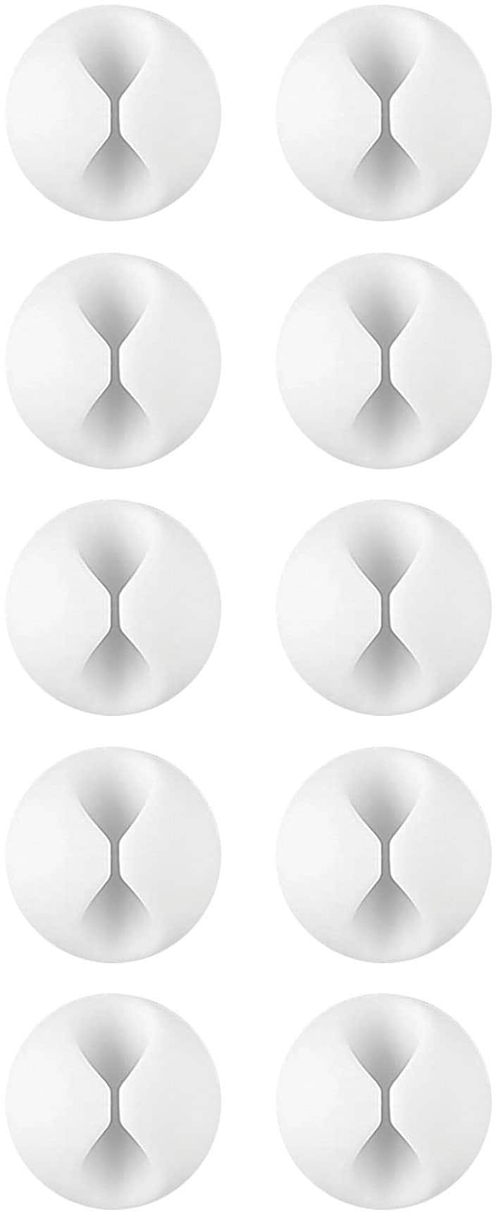 Wrap-It Storage - Cable Clips - Single (10-Pack) Silicone Adhesive Backed Cord Holders - White