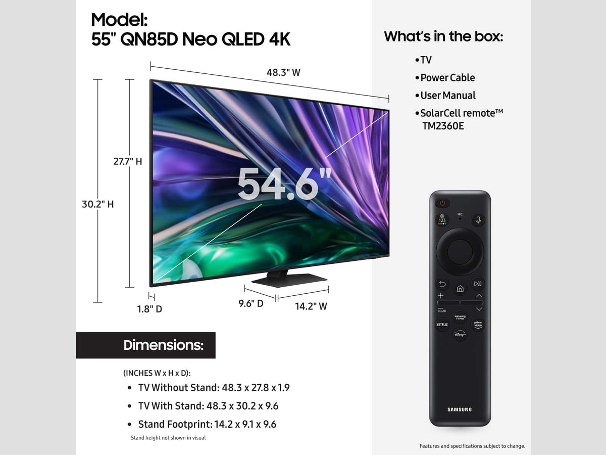 Samsung - 55” Class QN85D Series NEO QLED 4K Mini LED Smart Tizen TV (2024)