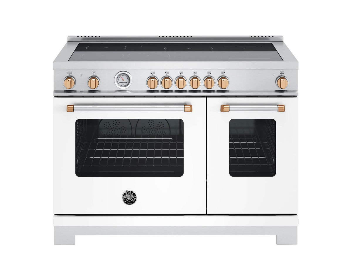 Bertazzoni - 48" Master Series Induction Range - Bianco Matt/Gold - White