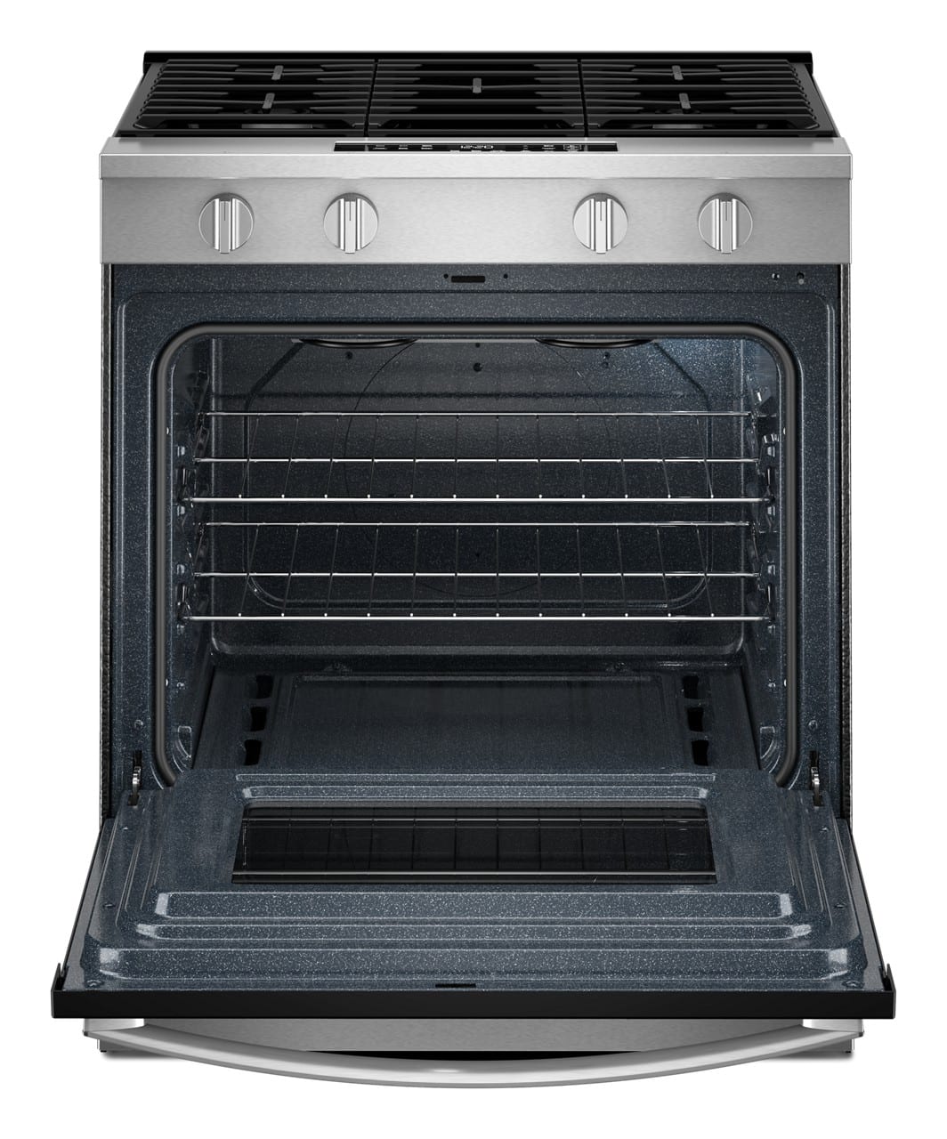 Whirlpool - 30 in. Wide 4 burners 5.0 cu. ft. Freestanding Slide-In Gas Range with No Preheat and Slow Cook Modes - Stainless Steel