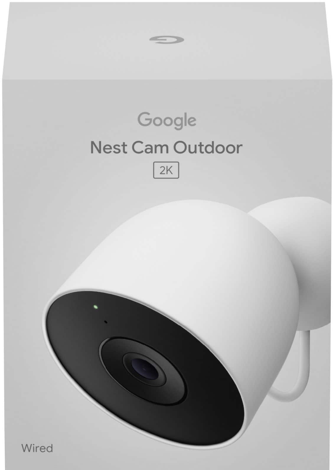 Google - Nest Cam Outdoor (wired, 2nd gen) - 2K Video and Gemini - 1-Pack - Snow