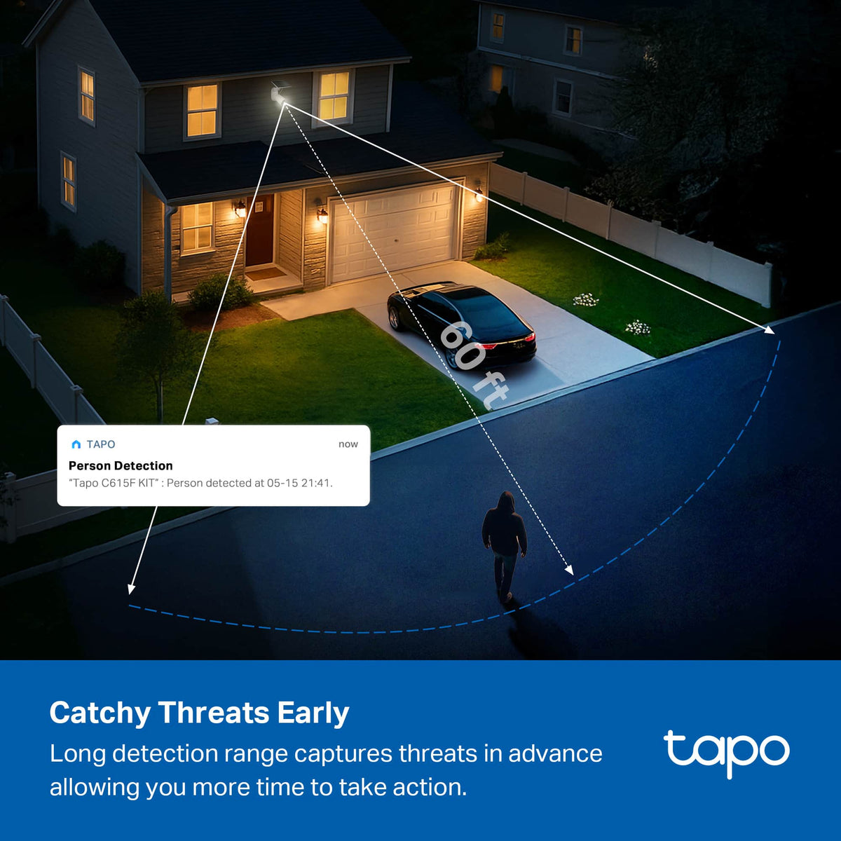 TP-Link - Tapo Wireless Floodlight Pan-Tilt Security Camera, 360° Viewing, 2K Crystal-Clear Video, Solar Charged - No Monthly Fees - White