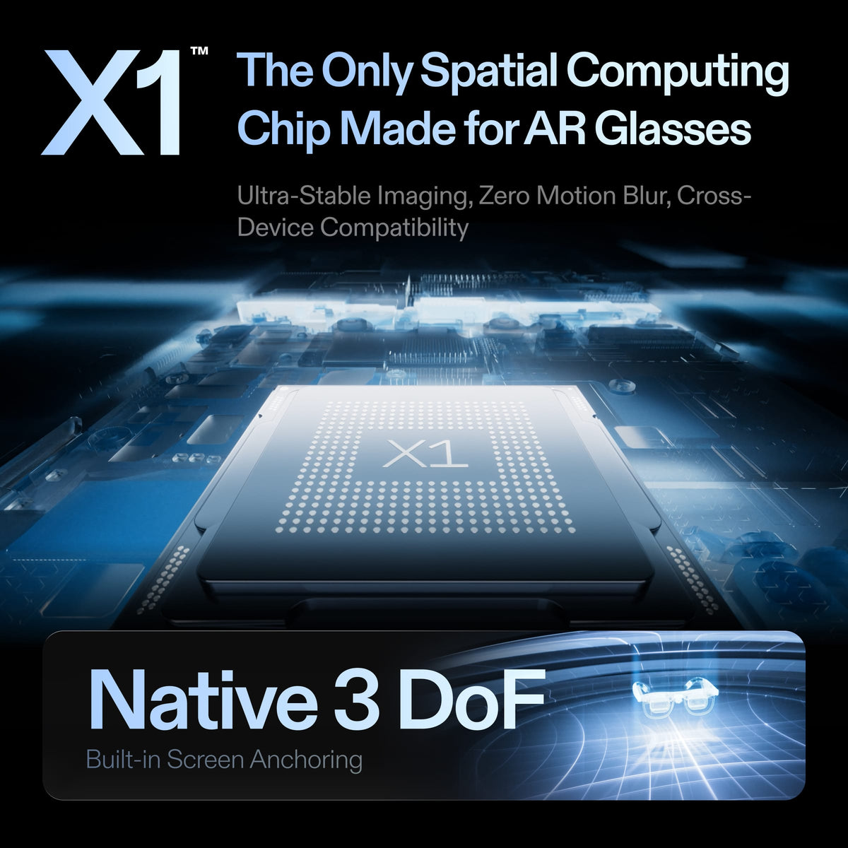XREAL - ONE PRO AR Glasses w/X1 Chip, 171" FHD 120Hz Display w/Sound by Bose for iPhone16/15, Steam/ROG, Mac/PC/Android/iOS - 57-66mm IPD