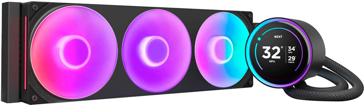 NZXT - Kraken Elite RGB 360mm 2024 Radiator (1x Single-Frame RGB Core Fan) Liquid Cooler with 2.72" 60FPS Display - Black