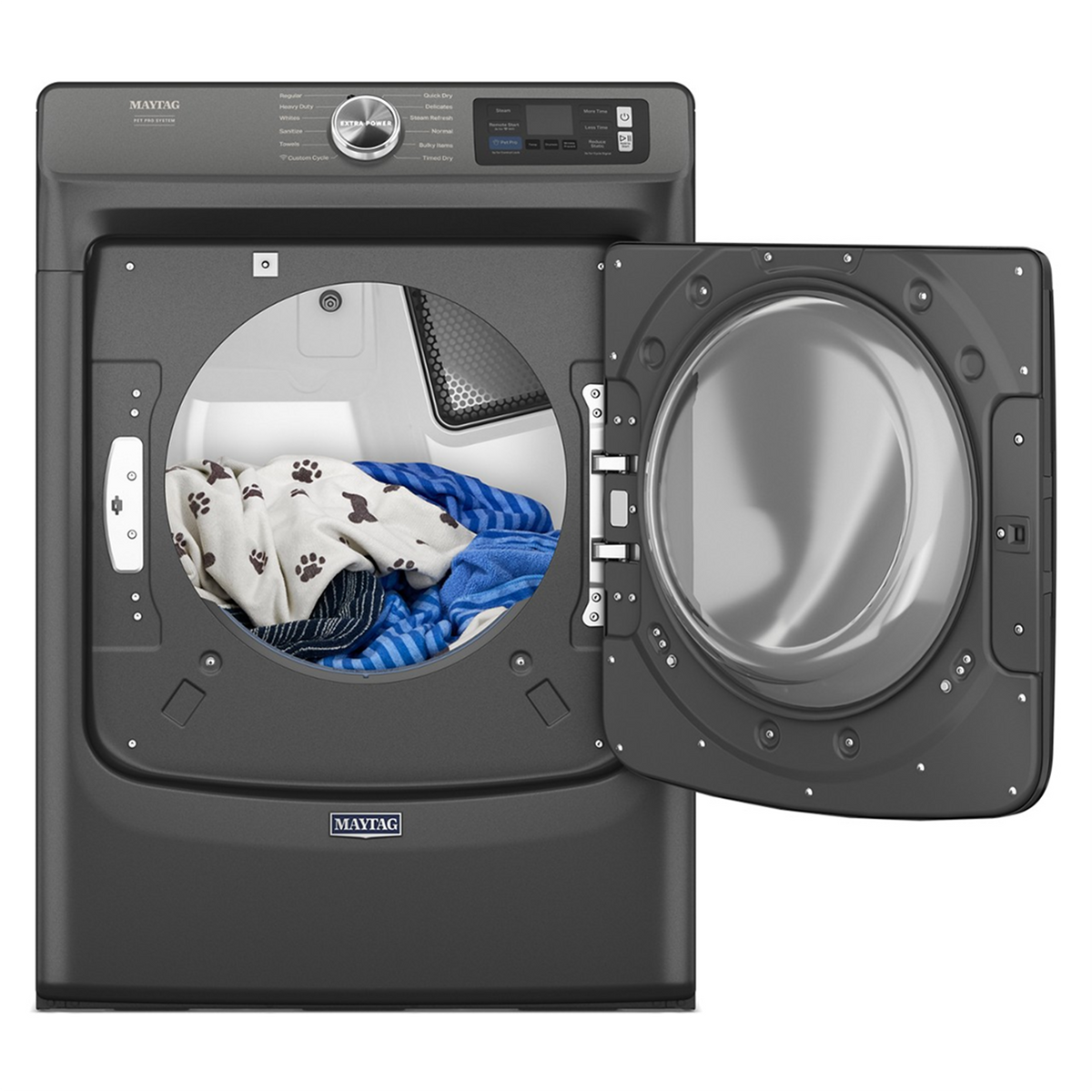 Maytag - 7.4 Cu. Ft. Smart Electric Dryer with Steam and Pet Pro System - Midnight Steel