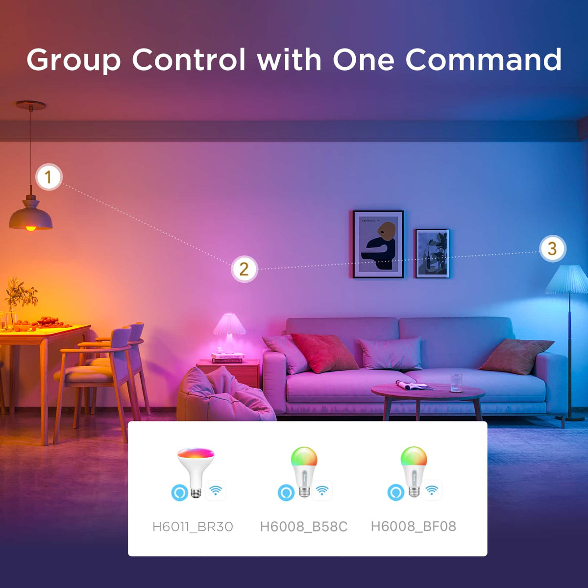 Govee - BR30 1000 Lumens Smart LED Bulb (2-Pack) - Multi
