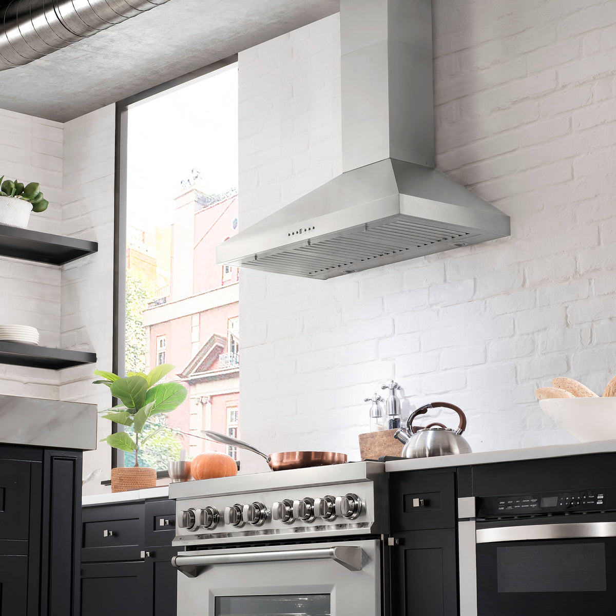 ZLINE - 36 inches - Externally Vented - Wall Range Hood - Brushed Stainless Steel