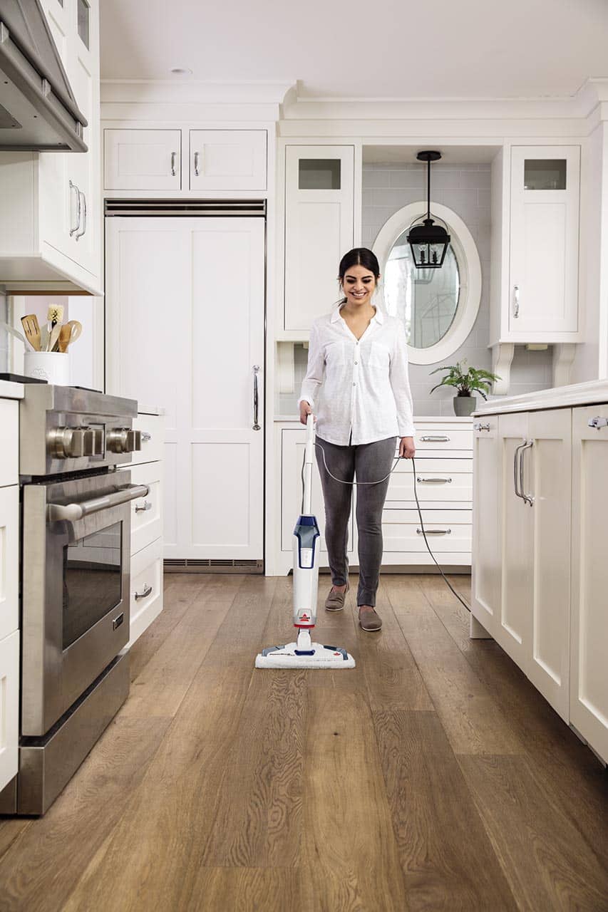 BISSELL - PowerFresh Deluxe Corded Steam Mop - Brite White/Saphire Waltz