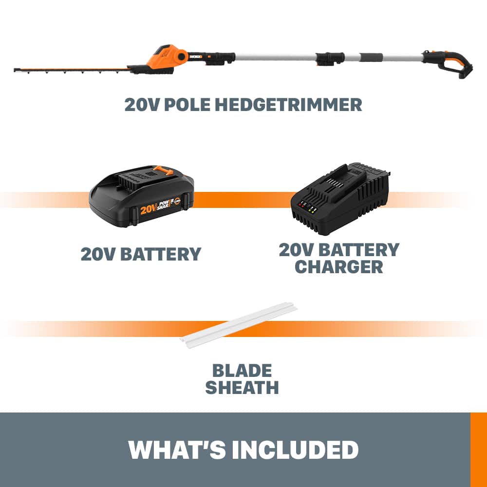 WORX - 20V Power Share Cordless 20V 20" 2-in-1 Hedge Trimmer - Black