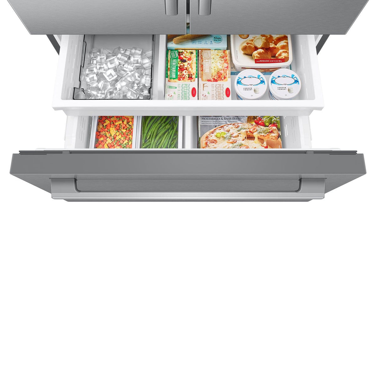 Samsung - Bespoke AI 24 cu. ft. Counter Depth 3-Door French Door Refrigerator with Zero Clearance Fit & Dual Auto Ice Maker - Stainless Steel