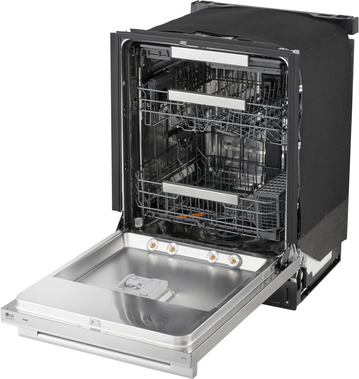 LG - STUDIO FlushFit 24-in Top Control Smart Built-In Stainless Steel Tub Dishwasher w/3rd Rack, 1 Hour Wash and Dry, 39dBA - Stainless Steel