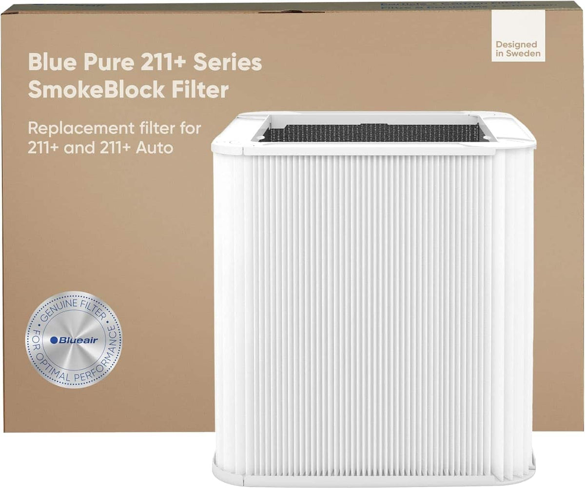 Blueair - Genuine Blue Pure 211+ Replacement Filter with HEPASilent Dual Filtration and Carbon Odor Filter - White