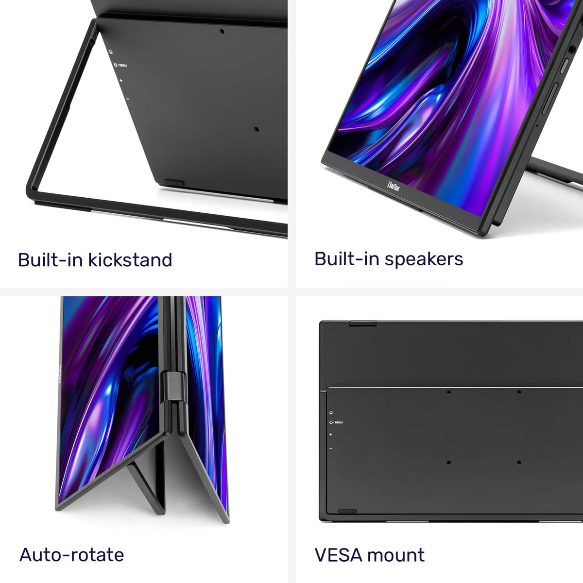 SideTrak - Solo Book 15.6” Stacked Dual Monitor - Black