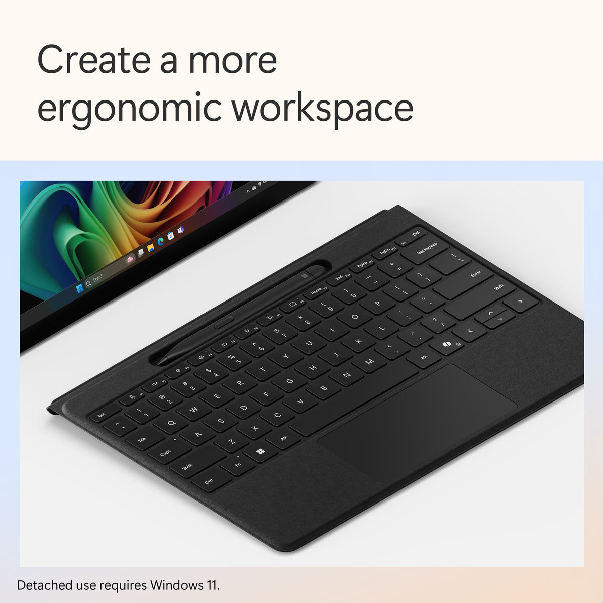 Microsoft - Surface Pro 13" Flex Keyboard for Pro 13" (11th Edition), Pro 9, and Pro 8 with Pen Storage - Black