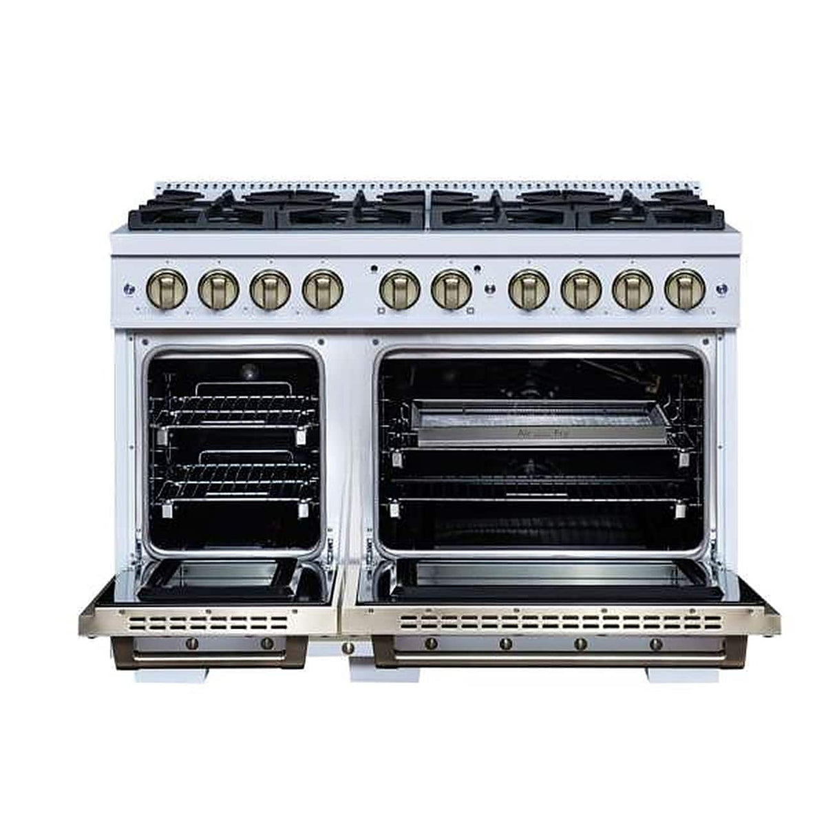Forno Appliances - 48 in. Wide 8 Burner Valente 6.7 Cu. Ft. Freestanding Double Oven Gas Convection Range - White