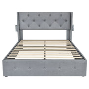 Bed With Gas Lift Storage, USB Ports