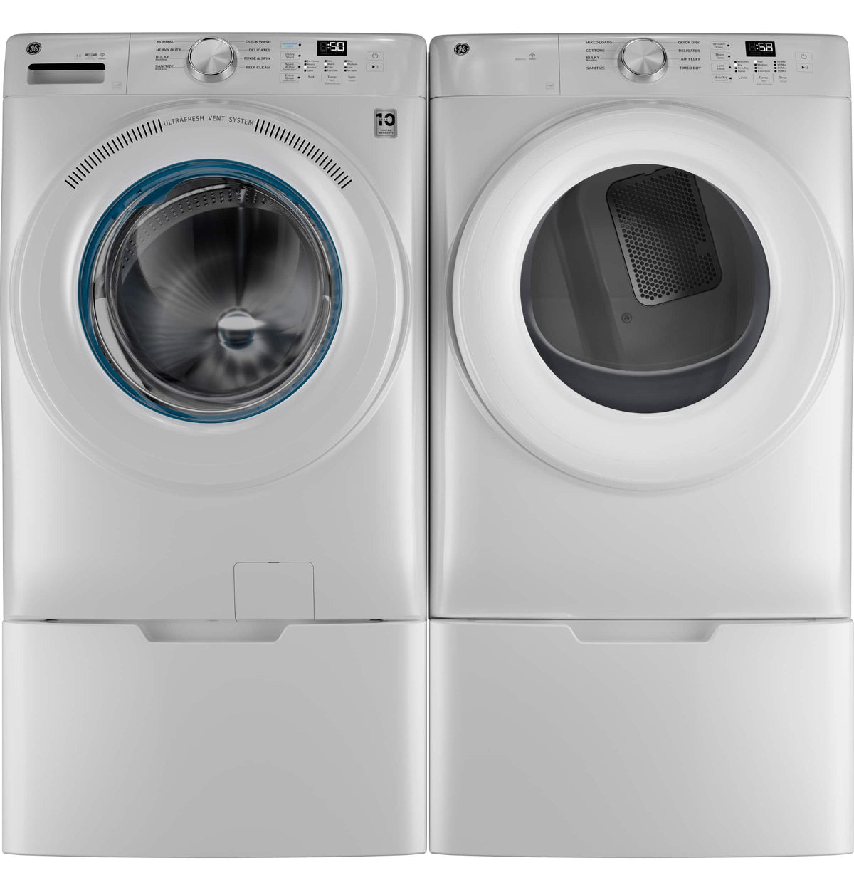GE - 7.8 Cu. Ft. Stackable Smart Electric Dryer with Sanitize Cycle - White