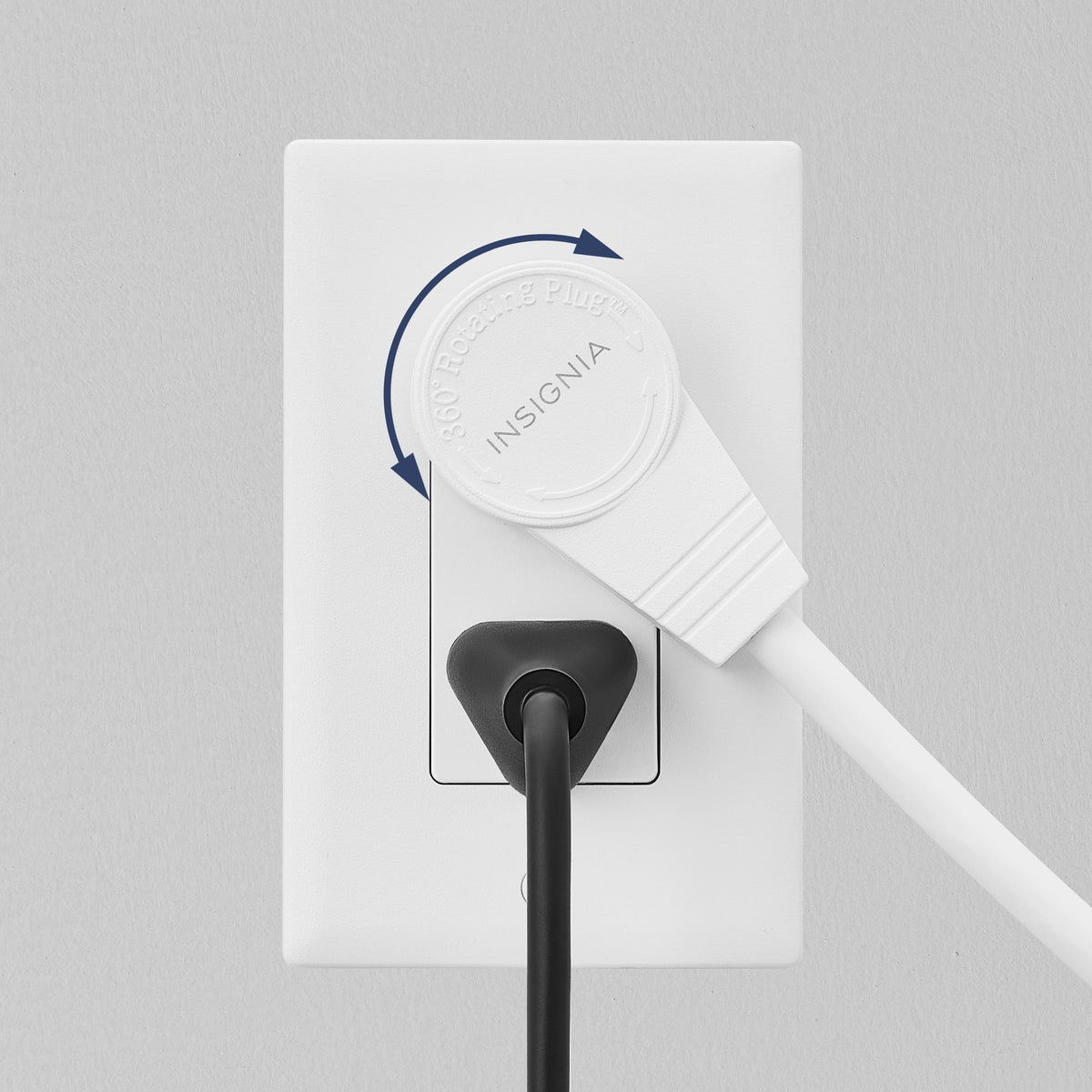 Insignia™ - 8’ 16 AWG Indoor Extension Power Cord with Rotating Plug - White