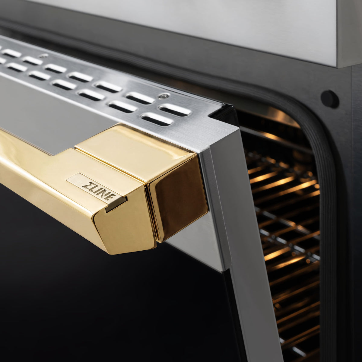 ZLINE - Autograph 48 in. 6.7 cu. ft. Marino Dual Fuel Freestanding Range w/ 8 Gas Burners & Convection Oven w/ Gold Accents - Stainless Steel