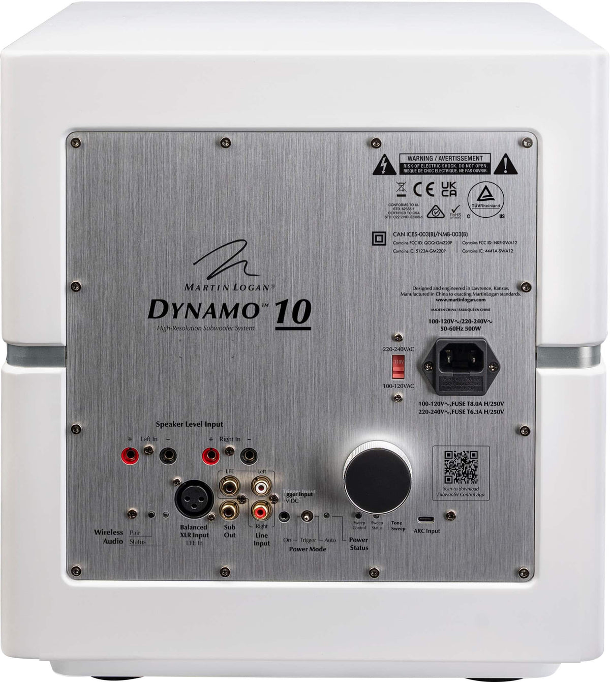 MartinLogan - Dynamo 10, 10” Sealed, Powered Subwoofer, with Magnitude MT-1kW Amplifier, Sub Control App, and Wireless Built-In - Satin White