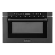ZLINE - 24 in. 1.2 cu. ft. Built-in Microwave Drawer with a Traditional Handle - Black Stainless Steel