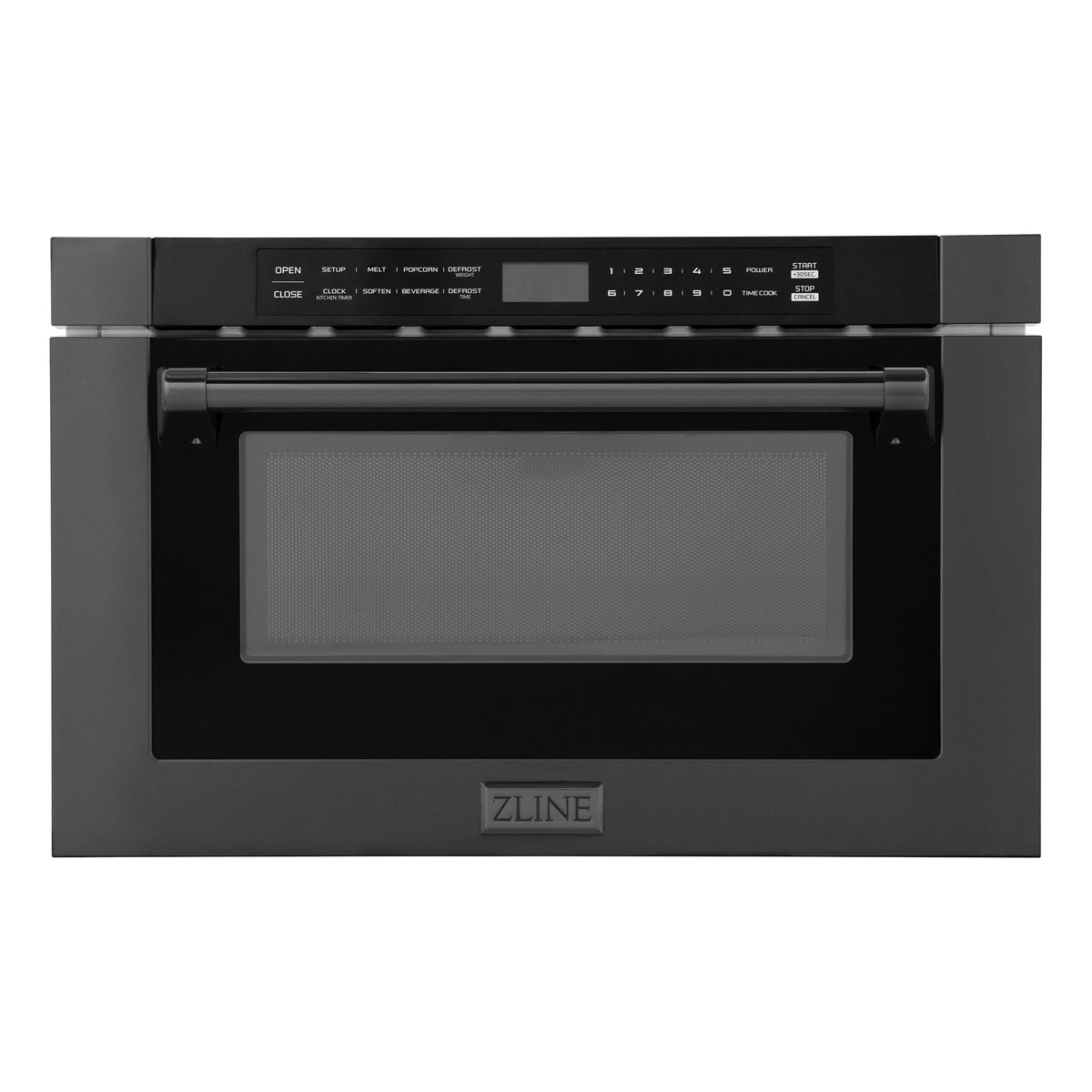 ZLINE - 24 in. 1.2 cu. ft. Built-in Microwave Drawer with a Traditional Handle - Black Stainless Steel