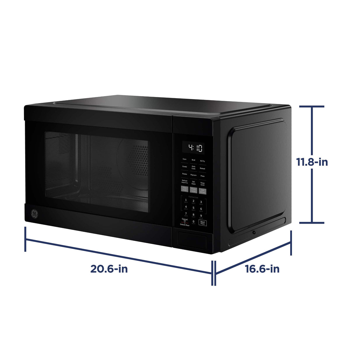 GE - 1.0 Cu. Ft. Countertop Convection Microwave with Sensor Cooking and Air Fry - Black