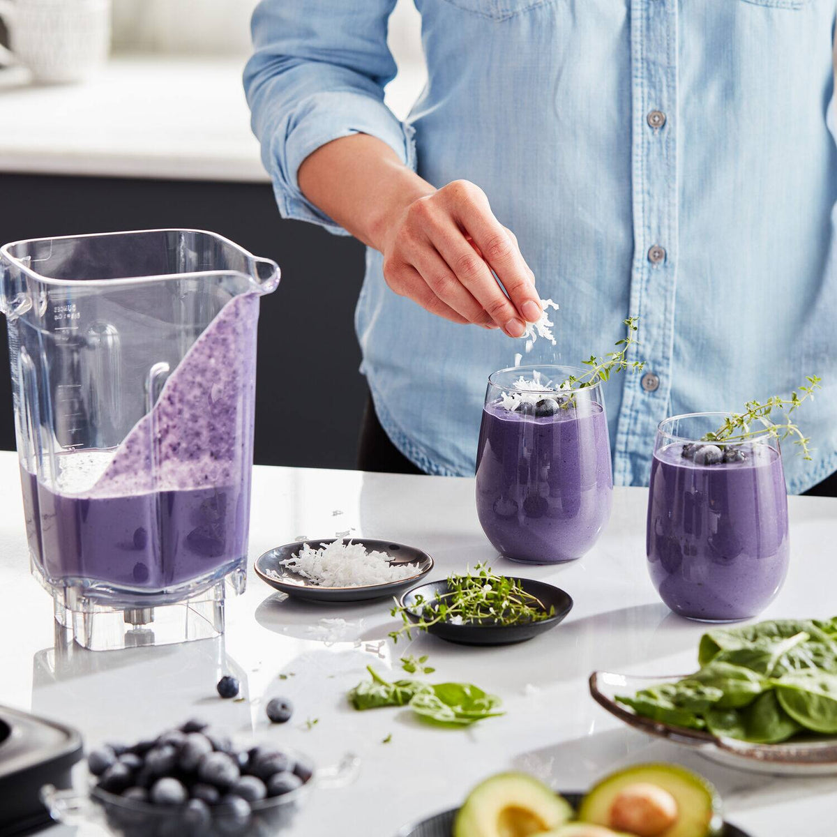 KitchenAid - K400 1200W 56 oz. Variable 5-Speed BPA-Free Blender with Tamper - Blue Velvet