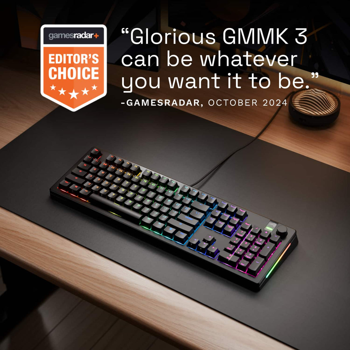 Glorious - GMMK 3 100% Wired Mechanical Linear Switch Gaming Keyboard with Hot-swappable Switches - Black