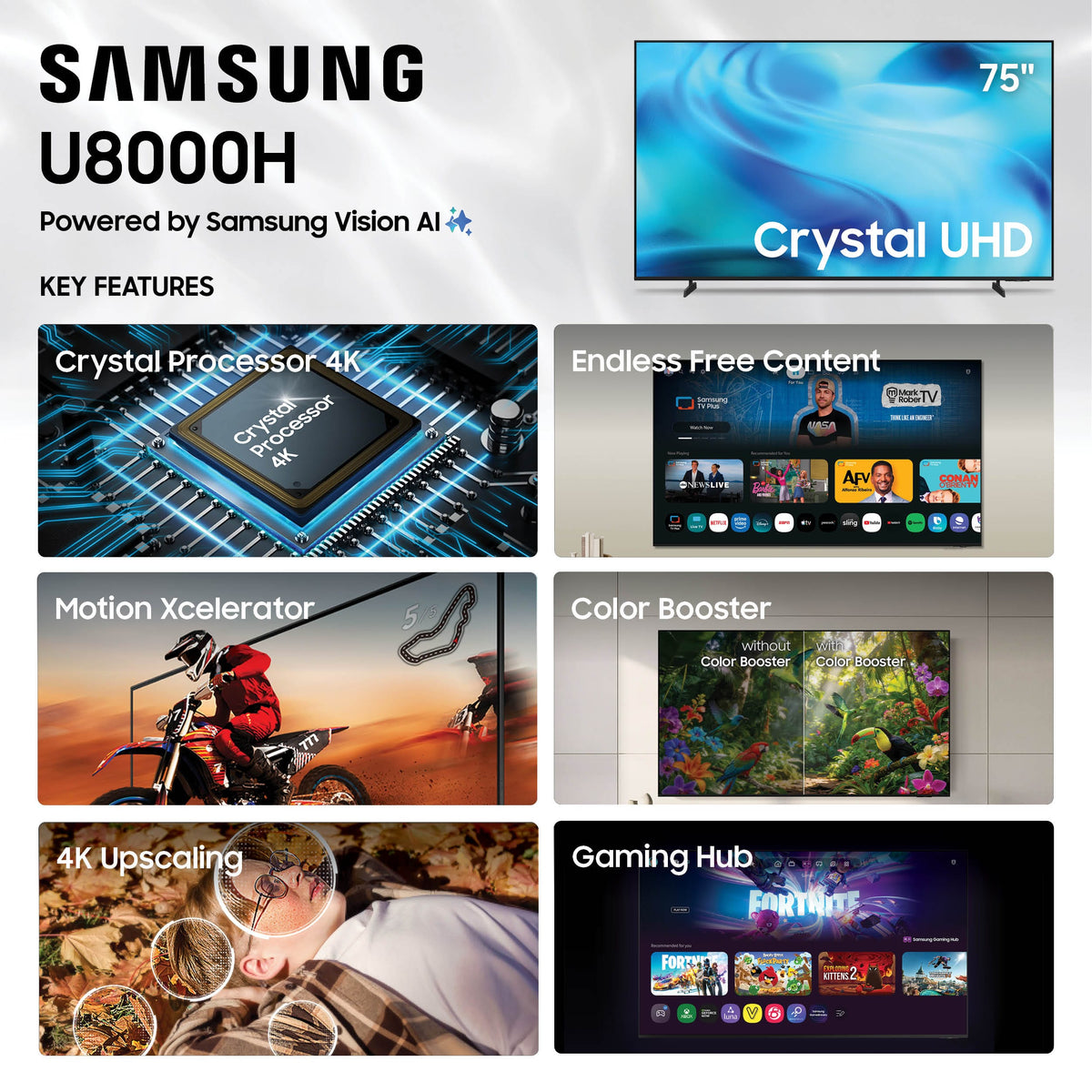 Samsung - 75” Class U8000H Series Crystal UHD 4K Smart Tizen TV (2026)