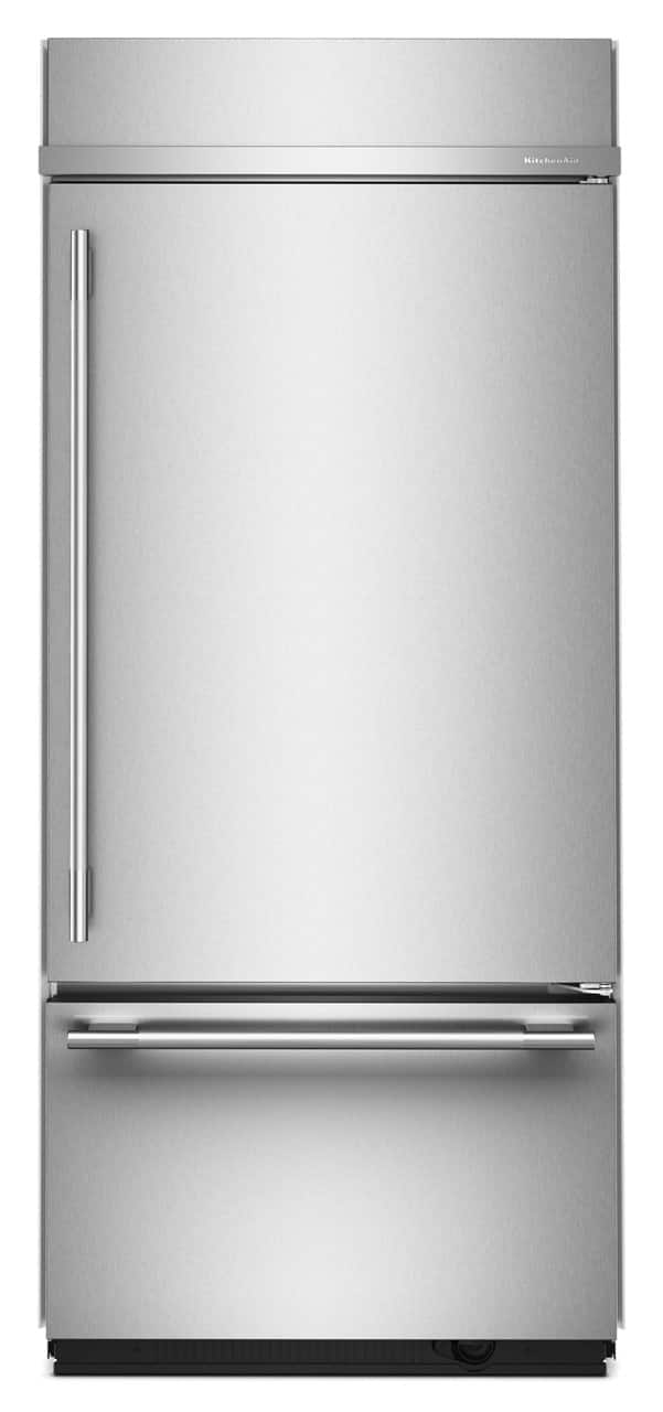 KitchenAid - 36 in. Wide 20.8 cu. ft. Built-In Bottom Mount Refrigerator with Platinum Interior - Stainless Steel