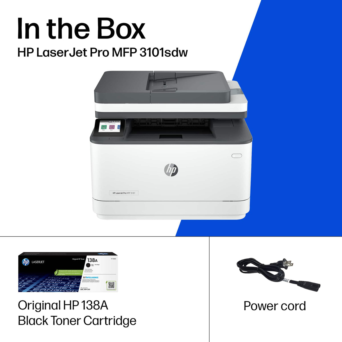 HP - LaserJet Pro MFP 3101sdw Wireless AI-Enabled Black-and-White All-in-One Laser Printer - White