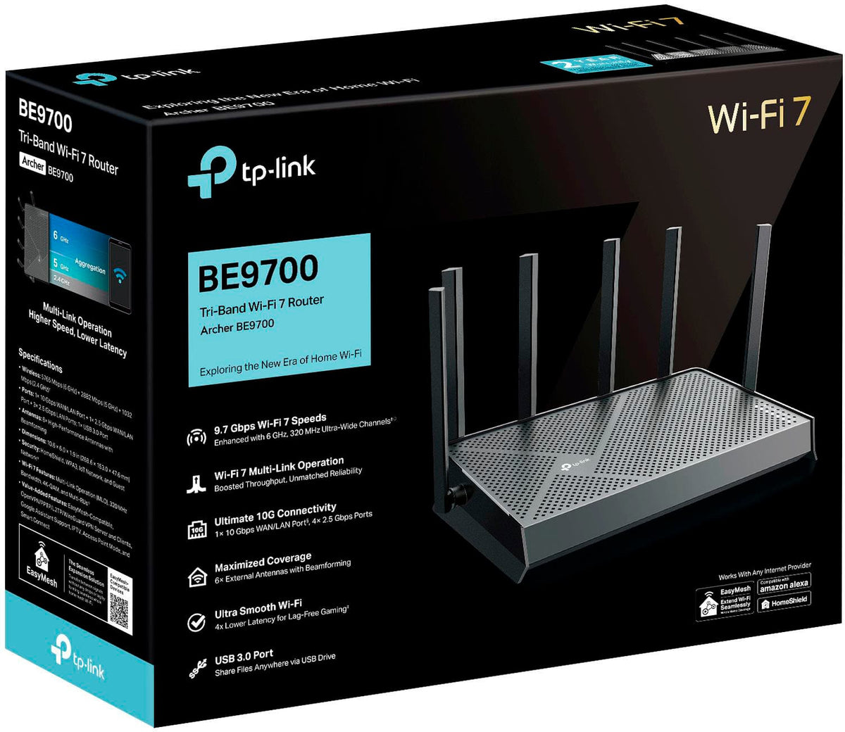 TP-Link - Archer BE9700 Tri-Band Wi-Fi 7 Router - Black