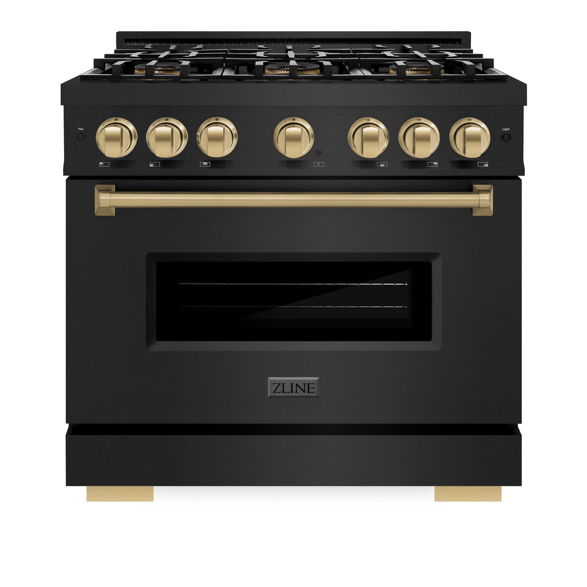 ZLINE - Autograph 36 in. 5.2 cu. ft. Classic Freestanding DuoPro Dual Fuel Range in Black Stainless Steel & Bronze Accents - Black Stainless Steel