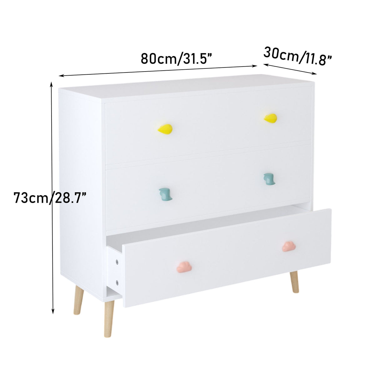 3 Drawer Dresser, Storage Cabinet With Anti Tip Safety