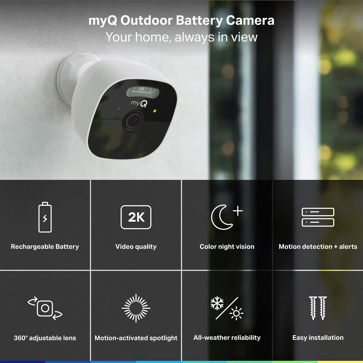 Chamberlain - myQ Outdoor Battery Security Camera - White