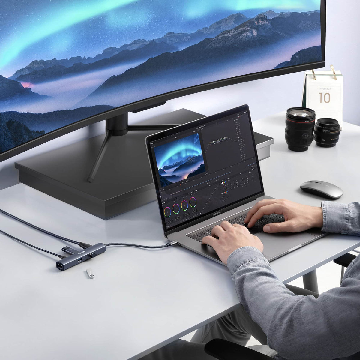 Anker - PowerExpand 6-in-1 USB-C PD Ethernet Hub - Gray